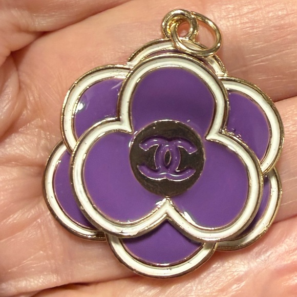 Fashion Purple Camellia Flower Zip Pull Charm - Picture 2 of 4